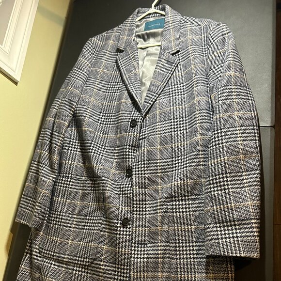 Perry Ellis Gray and Black Trench Coat - Picture 1 of 7